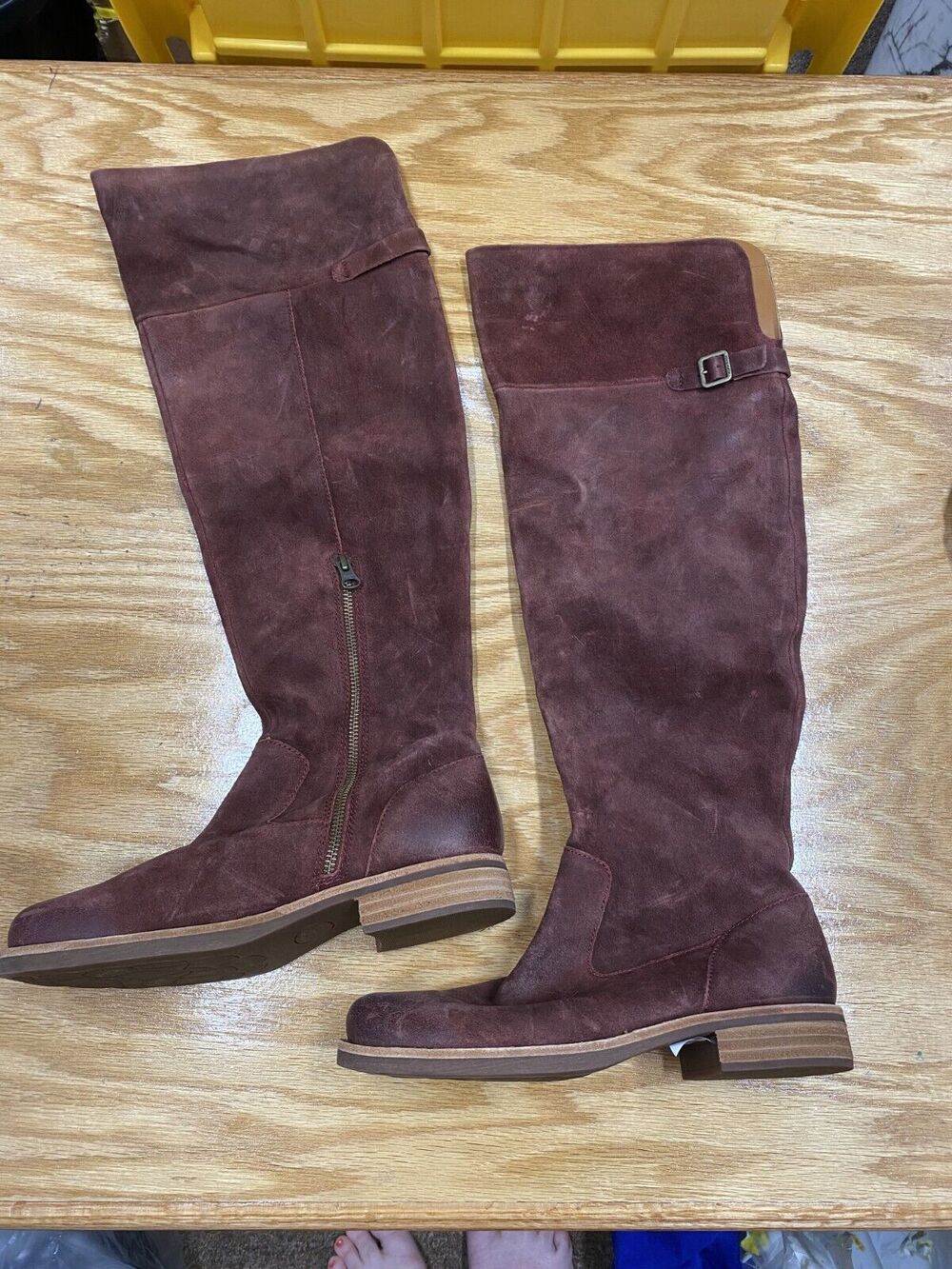 Kork Ease Addison Riding Boots Women's 7.5 M Brown Suede Leather Side Zipper S67